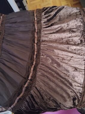 Temptations Brown Velvet Skirt with Lace Trim